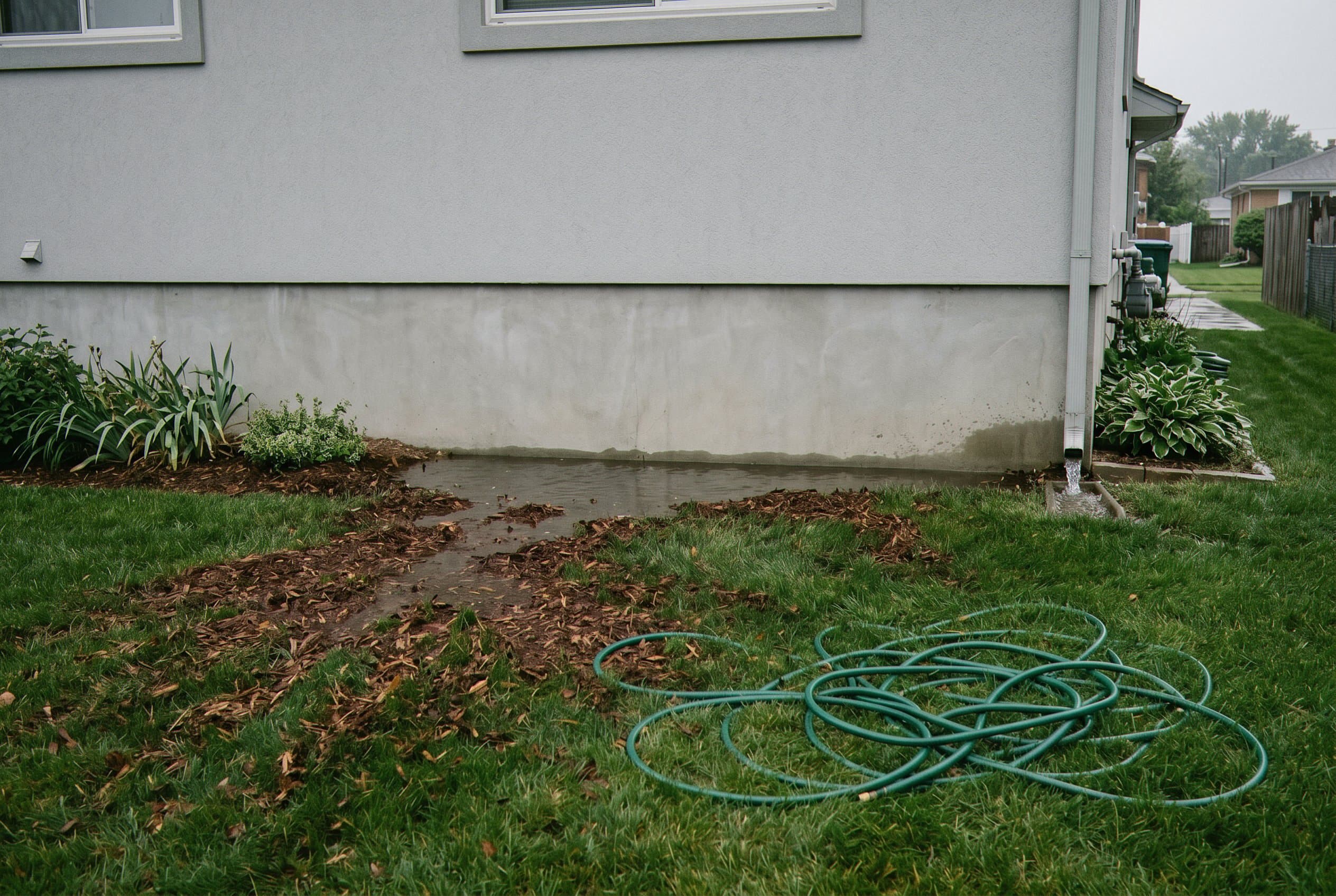 Foundation grading allowing water toward home