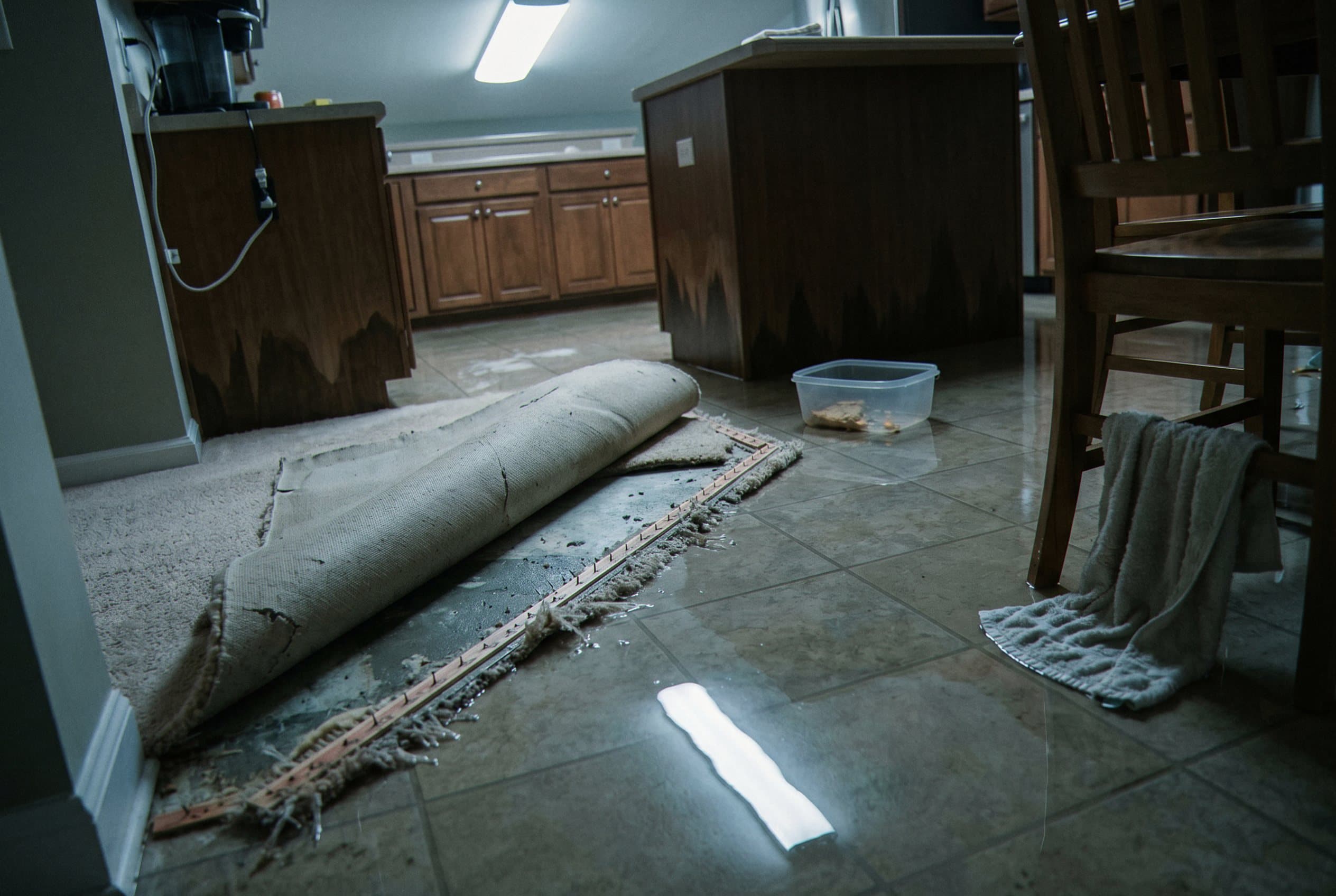 Basement flooded with standing water