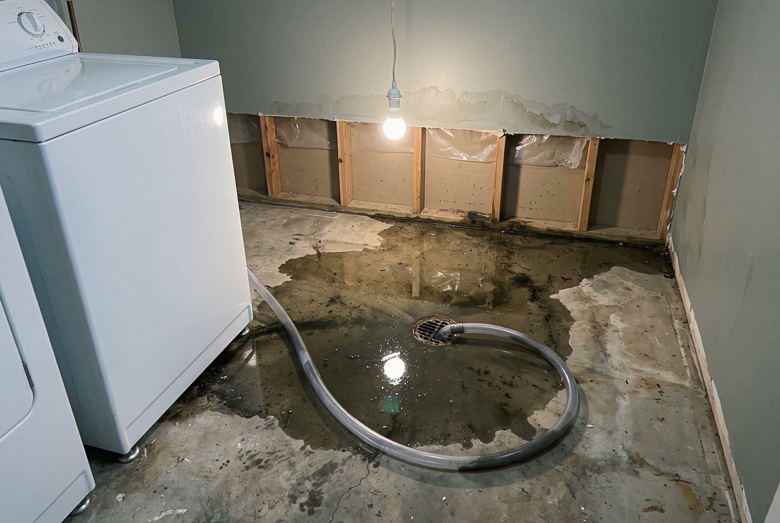 Sewage backup contaminating basement floor